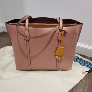 Tory Burch Pink Leather Perry Shopper Tote Bag